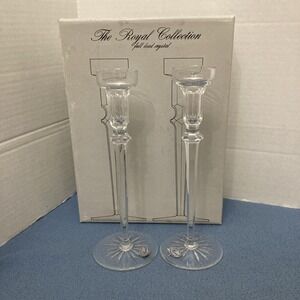 Rogaska The Royal Collection "Richmond" Lead Crystal 10" Candlesticks- Set of 2